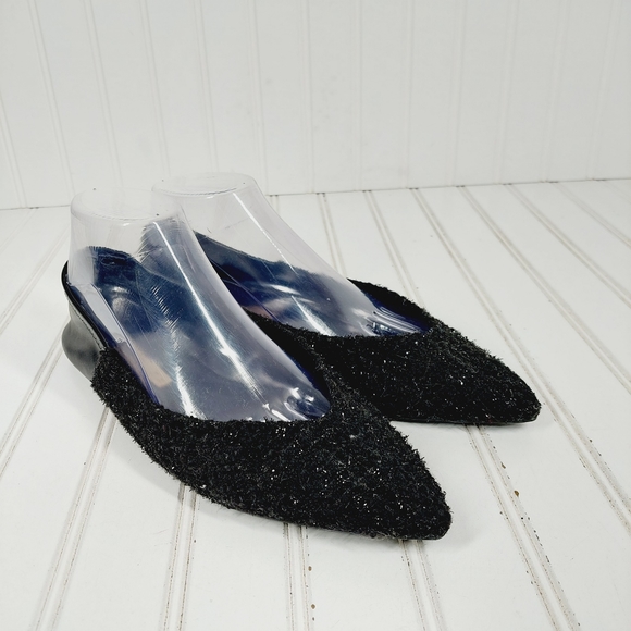 Zara Basic Pointed Toe Black Sequins Slip On Flats E179 - Picture 4 of 11